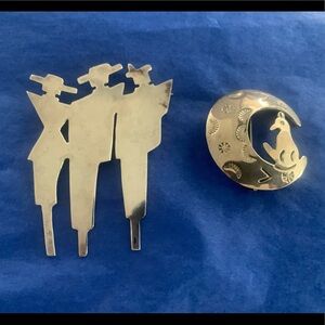 BUNDLE VINTAGE SIGNED MEXICO STERLING SILVER 3 MODERNIST WOMEN PIN CRESCENT MOON
